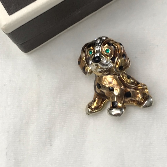 Glitzy Gold And Gems Puppy Dog Pin / Brooch - Picture 2 of 7